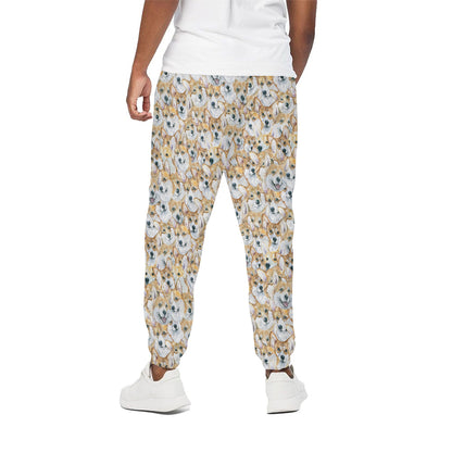 Watercolor Corgi Pattern Print Cotton Pants