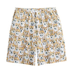 Watercolor Corgi Pattern Print Cotton Shorts