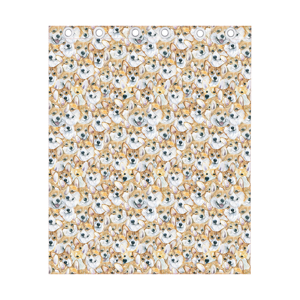 Watercolor Corgi Pattern Print Curtain