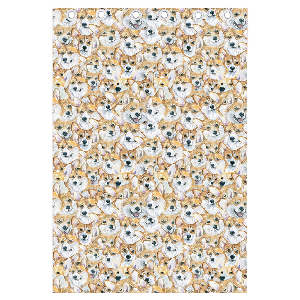 Watercolor Corgi Pattern Print Curtain