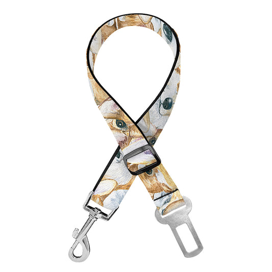 Watercolor Corgi Pattern Print Dog Seat Belt