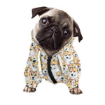 Watercolor Corgi Pattern Print Dog Zip Up Hoodie