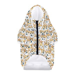 Watercolor Corgi Pattern Print Dog Zip Up Hoodie