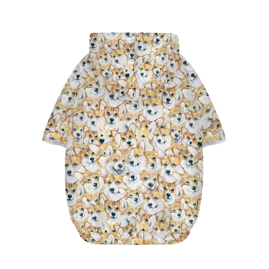 Watercolor Corgi Pattern Print Dog Zip Up Hoodie