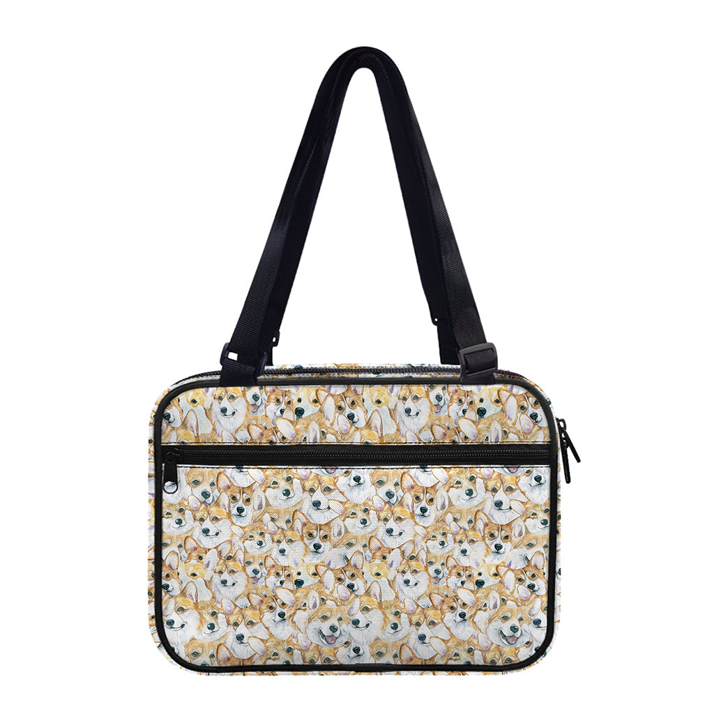 Watercolor Corgi Pattern Print Double Strap Bible Bag