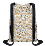 Watercolor Corgi Pattern Print Drawstring Backpack