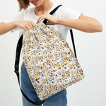 Watercolor Corgi Pattern Print Drawstring Backpack