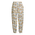 Watercolor Corgi Pattern Print Fleece Lined Knit Pants