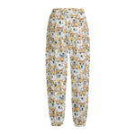 Watercolor Corgi Pattern Print Fleece Lined Knit Pants