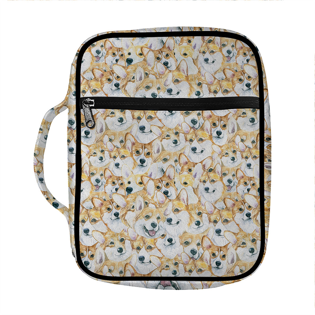 Watercolor Corgi Pattern Print Front Pocket Bible Bag