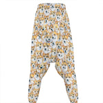 Watercolor Corgi Pattern Print Hammer Pants