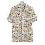 Watercolor Corgi Pattern Print Hawaiian Shirt