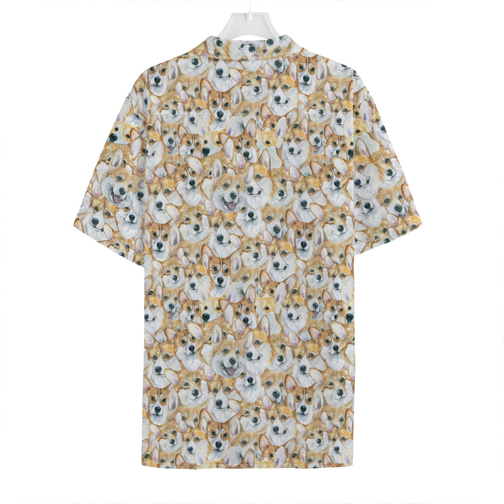 Watercolor Corgi Pattern Print Hawaiian Shirt