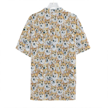 Watercolor Corgi Pattern Print Hawaiian Shirt