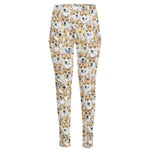 Watercolor Corgi Pattern Print High-Waisted Pocket Leggings