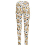 Watercolor Corgi Pattern Print High-Waisted Pocket Leggings