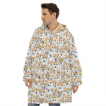 Watercolor Corgi Pattern Print Hoodie Blanket