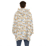 Watercolor Corgi Pattern Print Hoodie Blanket