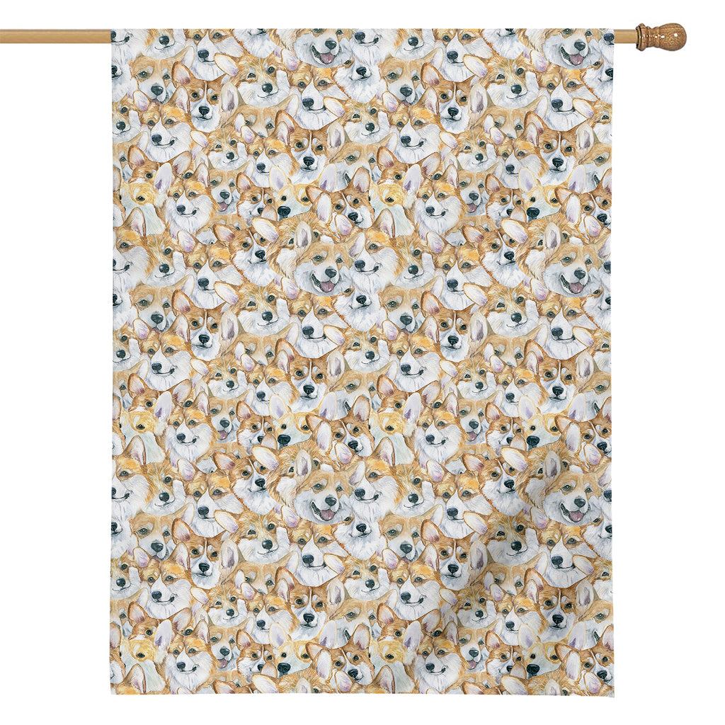 Watercolor Corgi Pattern Print House Flag
