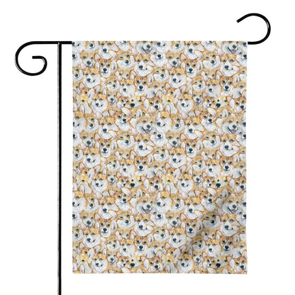 Watercolor Corgi Pattern Print House Flag