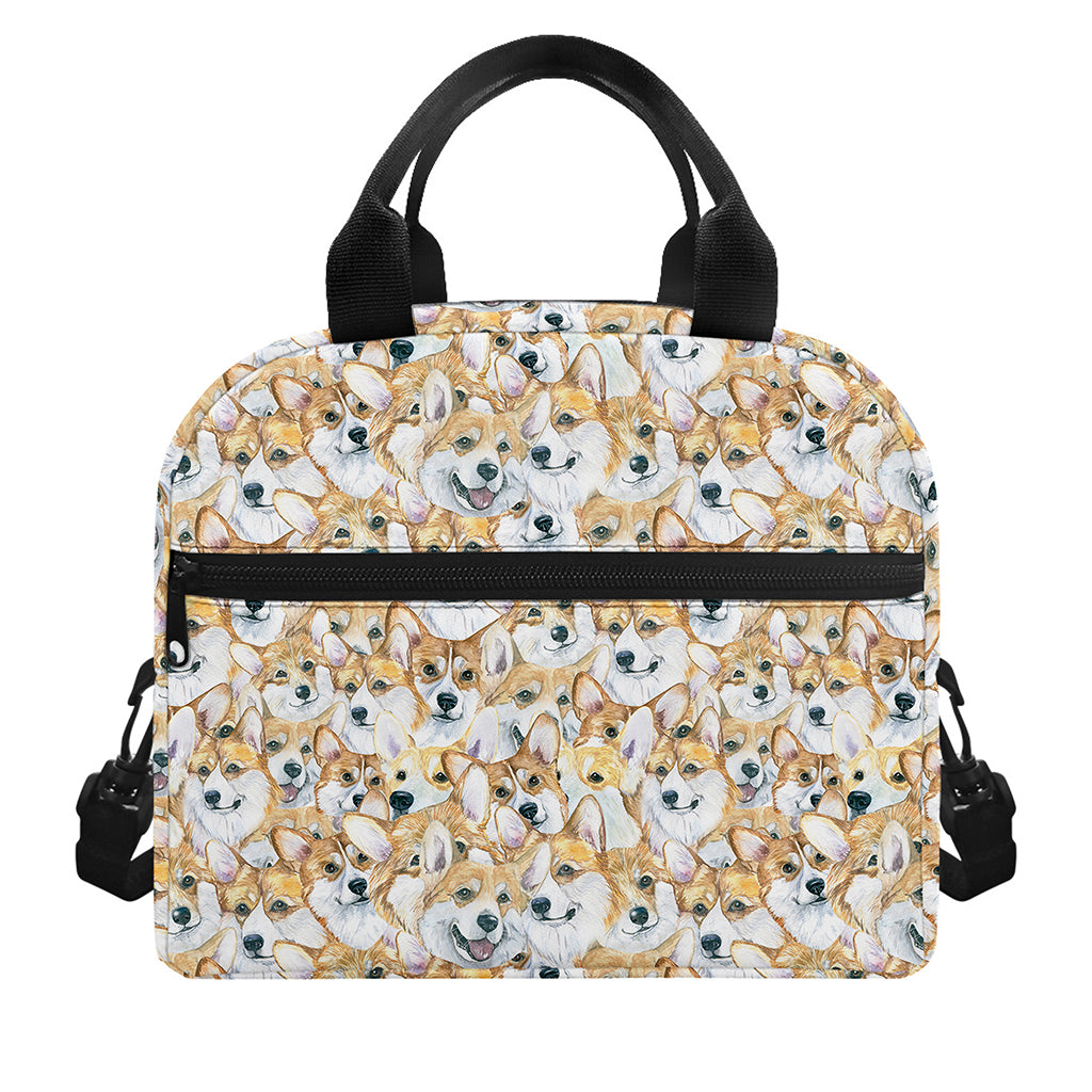 Watercolor Corgi Pattern Print Insulated Lunch Bag
