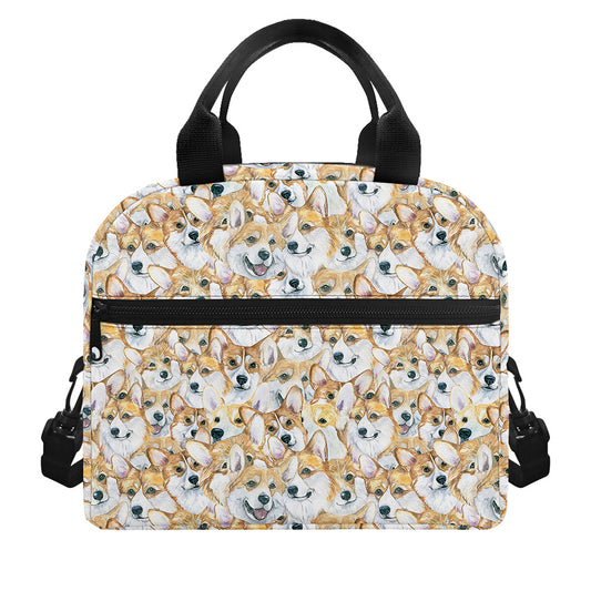 Watercolor Corgi Pattern Print Insulated Lunch Bag