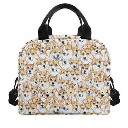 Watercolor Corgi Pattern Print Insulated Lunch Bag