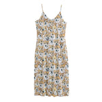 Watercolor Corgi Pattern Print Jersey Midi Cami Dress