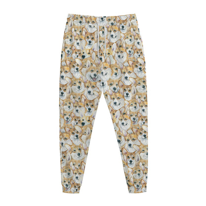 Watercolor Corgi Pattern Print Jogger Pants
