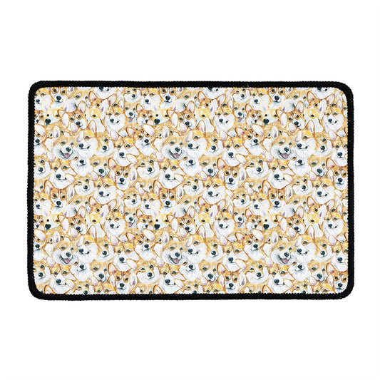 Watercolor Corgi Pattern Print Kitchen Mat