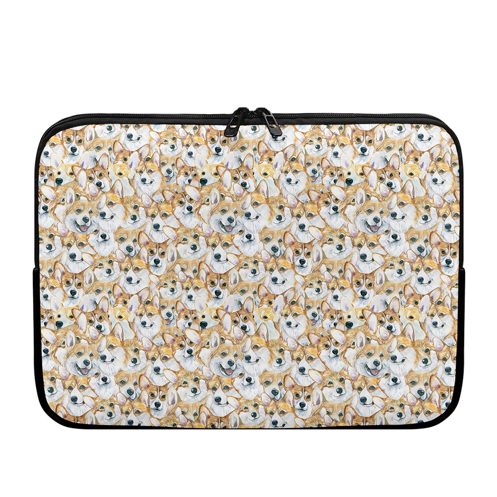 Watercolor Corgi Pattern Print Laptop Sleeve