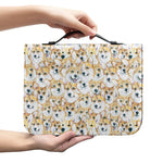 Watercolor Corgi Pattern Print Leather Bible Cover