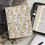 Watercolor Corgi Pattern Print Leather Bible Cover