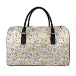 Watercolor Corgi Pattern Print Leather Duffle Bag
