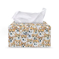 Watercolor Corgi Pattern Print Leather Tissue Box Cover