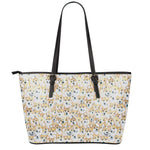 Watercolor Corgi Pattern Print Leather Tote Bag