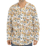 Watercolor Corgi Pattern Print Long Sleeve Baseball Jersey