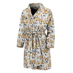 Watercolor Corgi Pattern Print Men's Bathrobe