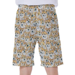 Watercolor Corgi Pattern Print Men's Beach Shorts