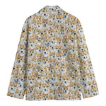 Watercolor Corgi Pattern Print Men's Blazer
