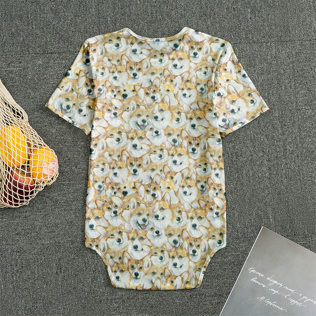 Watercolor Corgi Pattern Print Men's Bodysuit