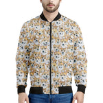 Watercolor Corgi Pattern Print Men's Bomber Jacket