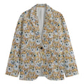 Watercolor Corgi Pattern Print Men's Cotton Blazer