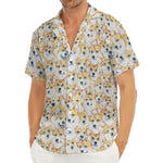 Watercolor Corgi Pattern Print Men's Deep V-Neck Shirt
