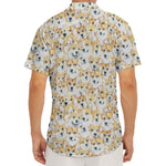 Watercolor Corgi Pattern Print Men's Deep V-Neck Shirt