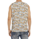 Watercolor Corgi Pattern Print Men's Fitness Tank Top