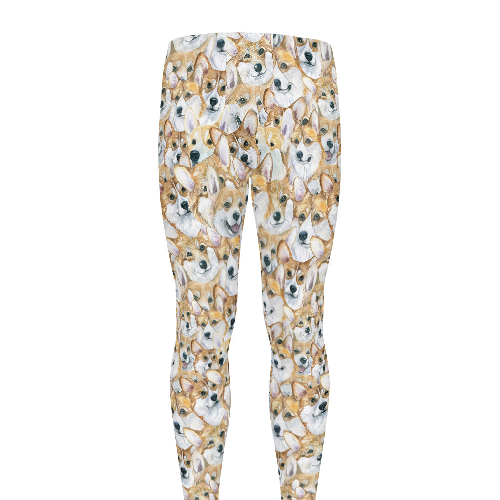 Watercolor Corgi Pattern Print Men's leggings
