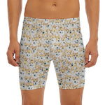 Watercolor Corgi Pattern Print Men's Long Boxer Briefs