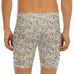 Watercolor Corgi Pattern Print Men's Long Boxer Briefs