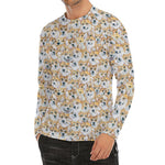 Watercolor Corgi Pattern Print Men's Long Sleeve Rash Guard